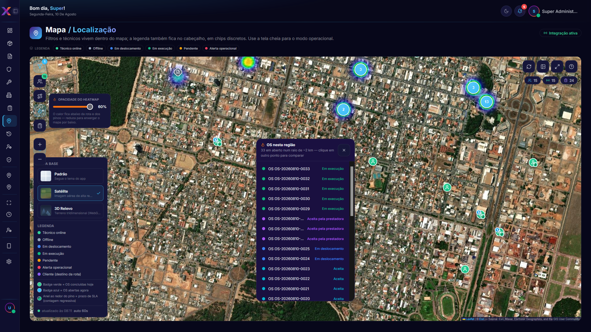Relatório de região do heatmap